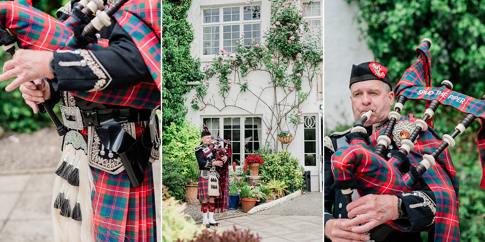 traditional bagpiper at wedding 