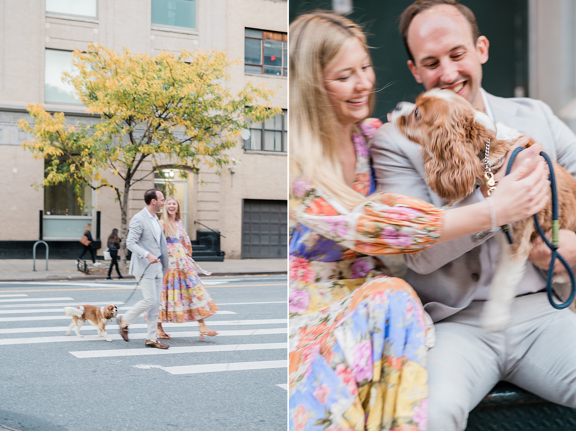engagement photos with couples' dog