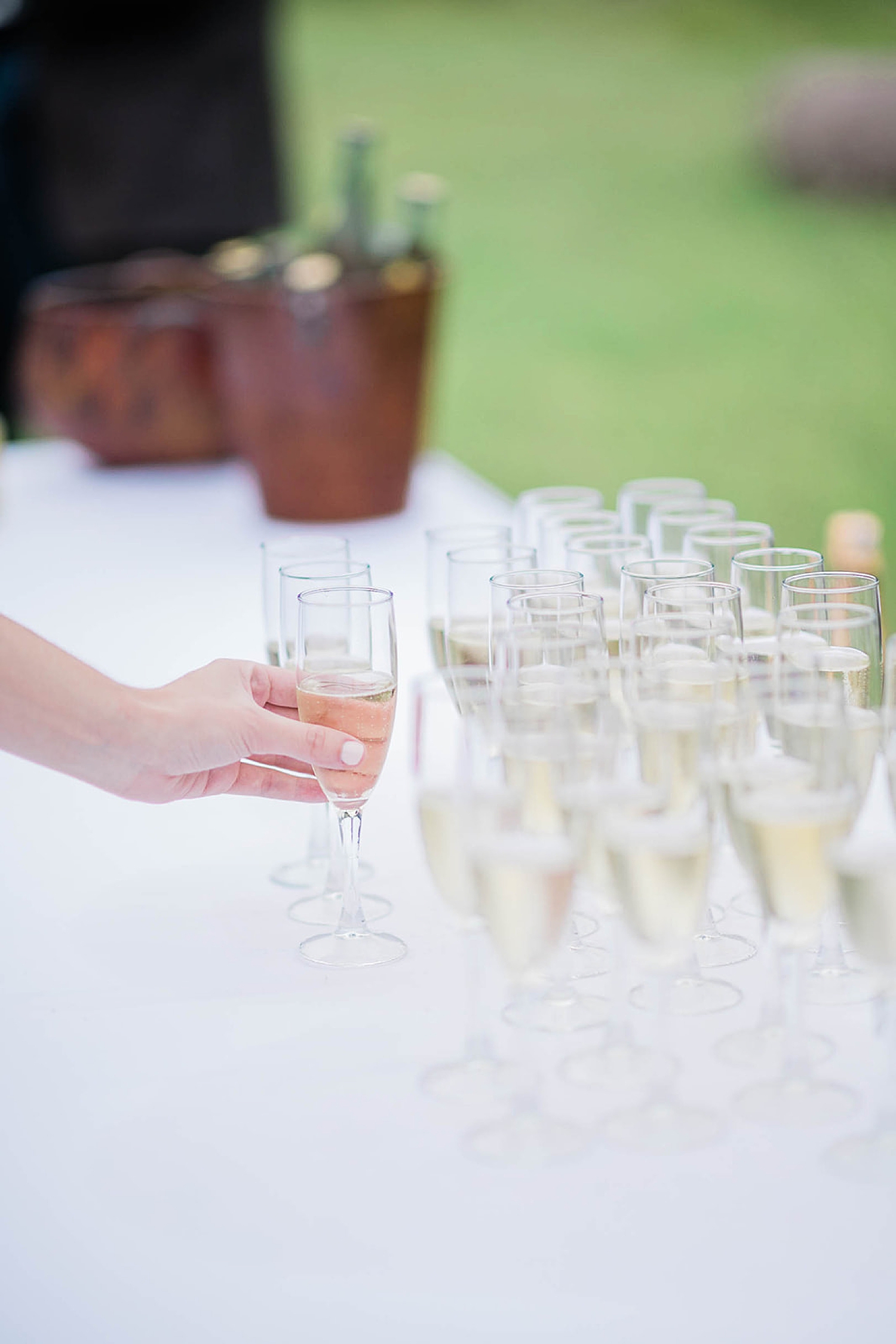 glasses of champagne at cocktail hour