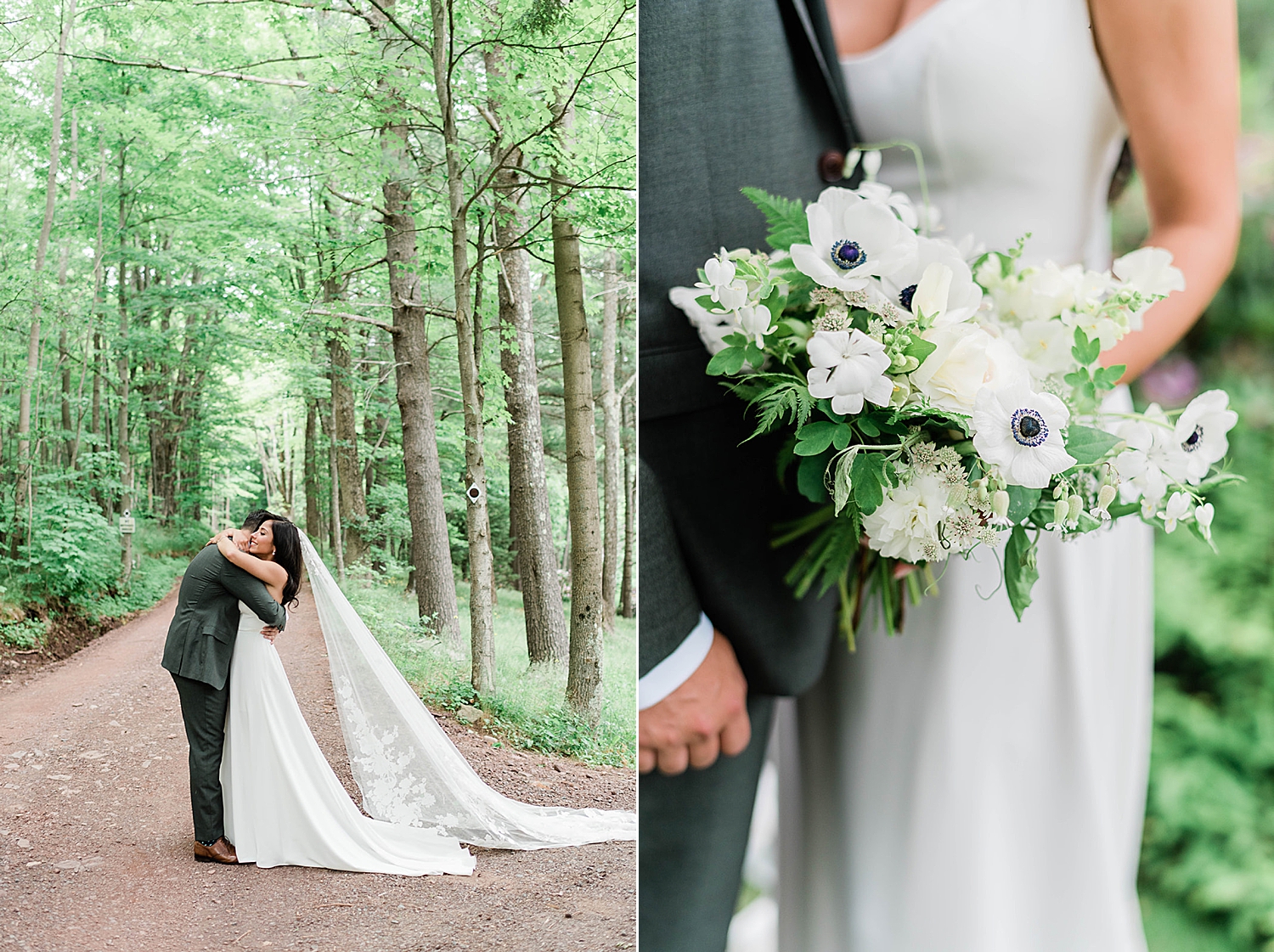bride and groom hug during first look