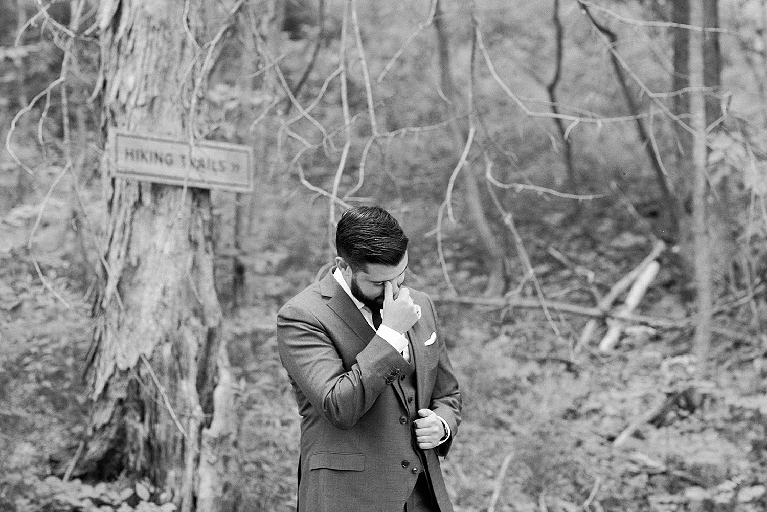 emotional groom as he sees his bride