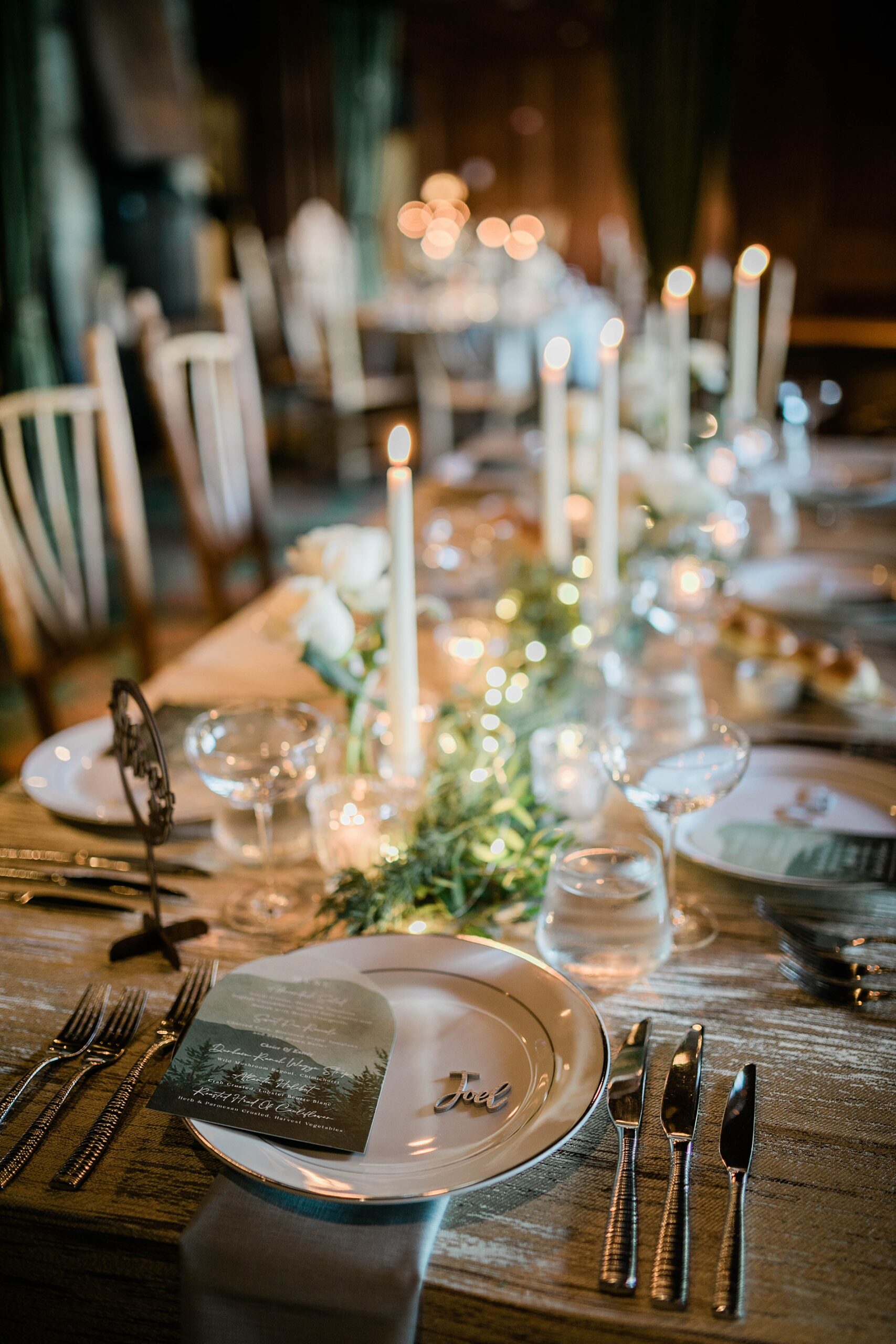 Intimate Lake Placid Wedding reception
