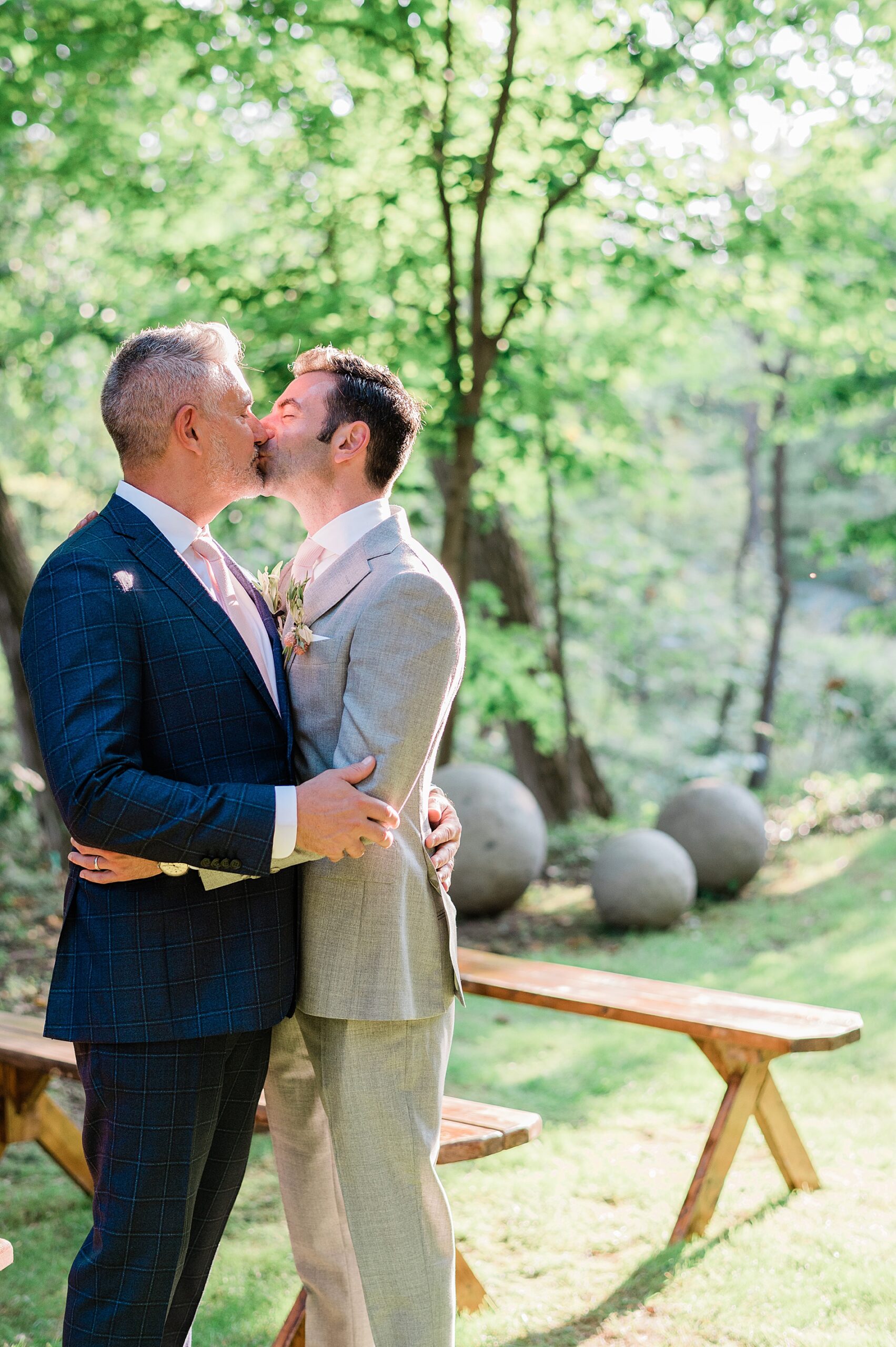 romantic wedding photos of couple kissing from Hudson Valley Wedding at Private Estate