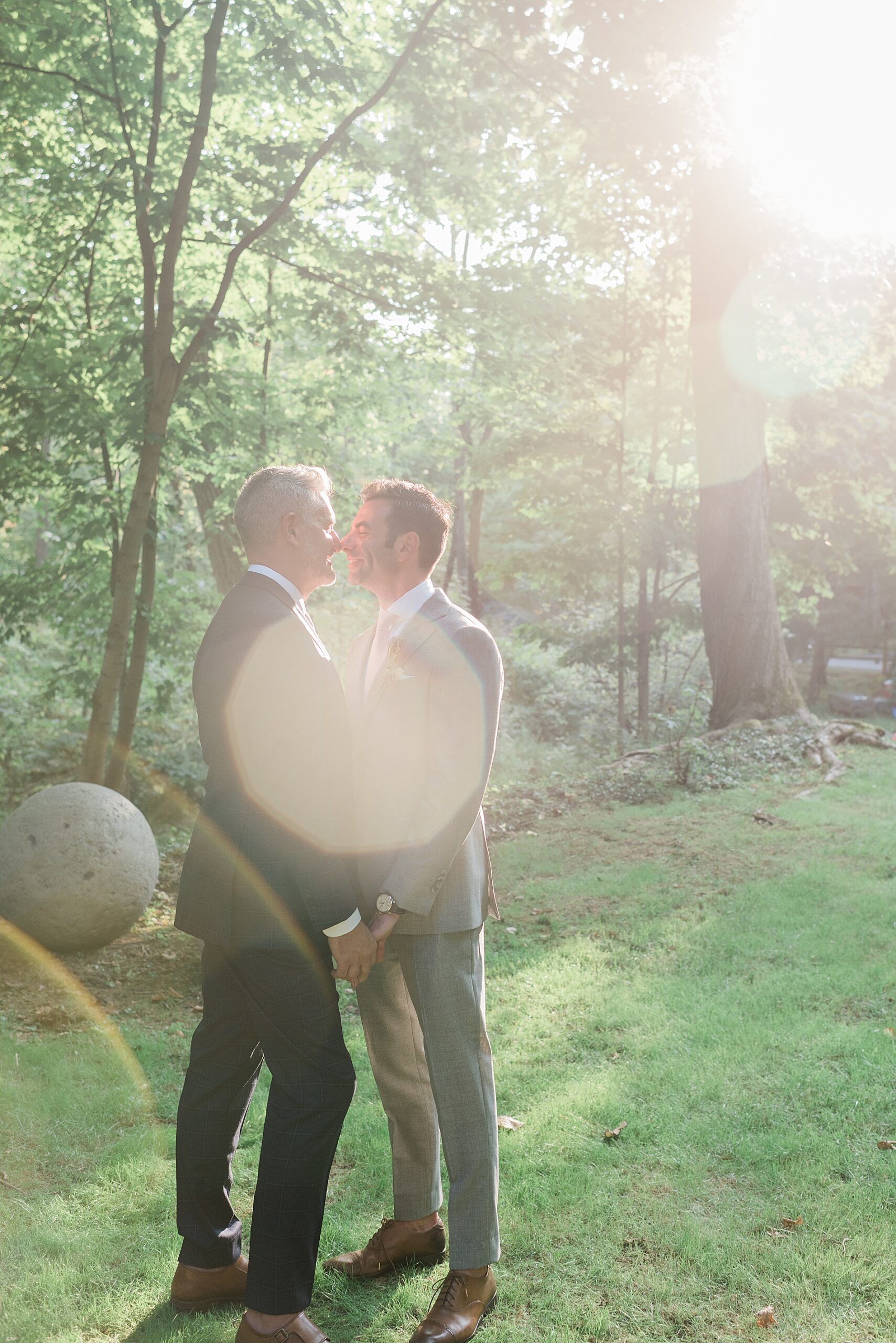 romantic wedding photos of grooms before ceremony