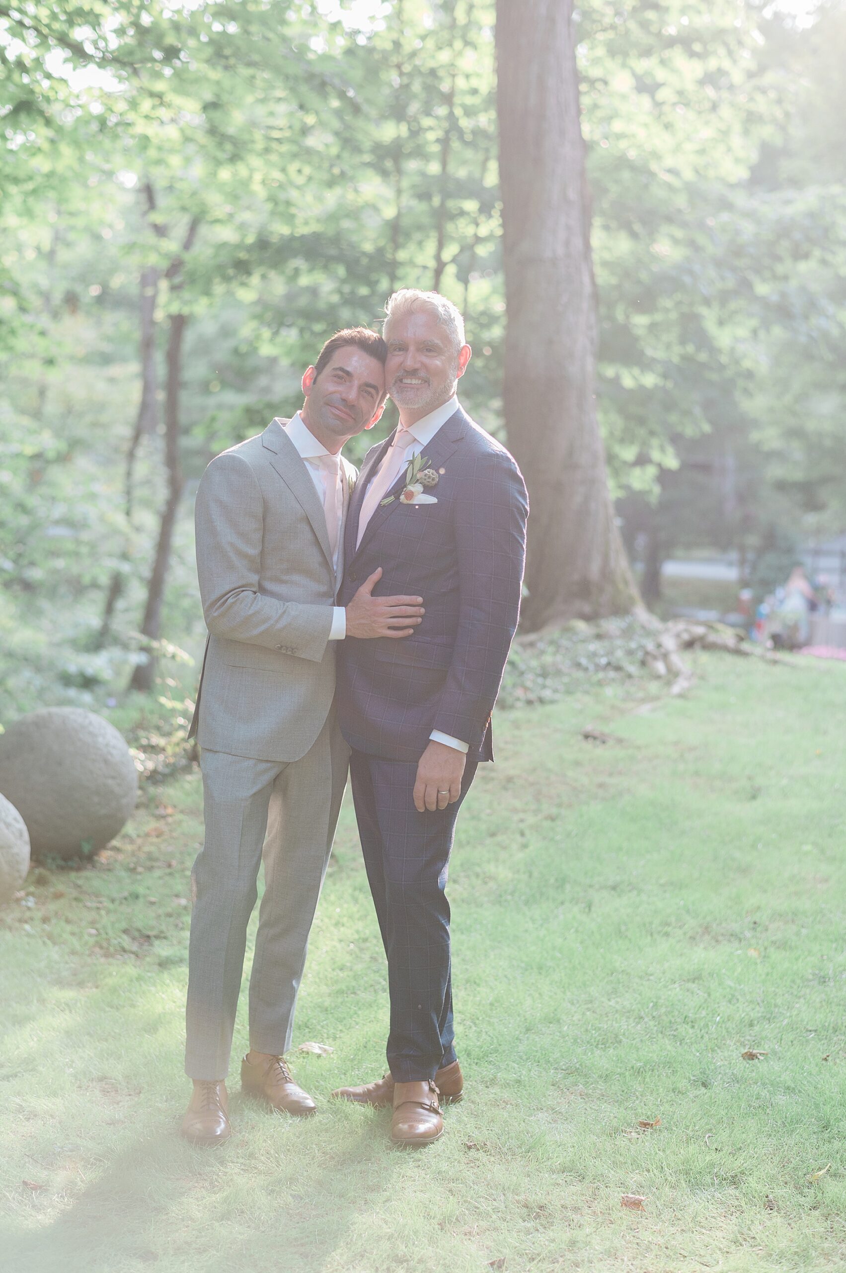 grooms before Hudson Valley Wedding at Private Estate