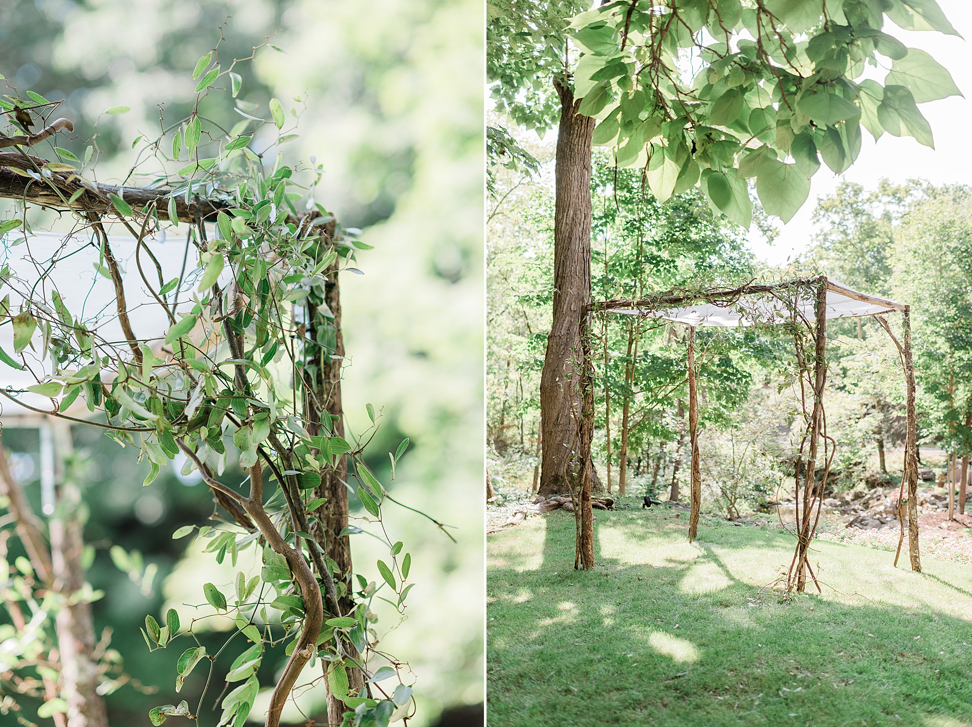 wedding arch with greenery around sides and top