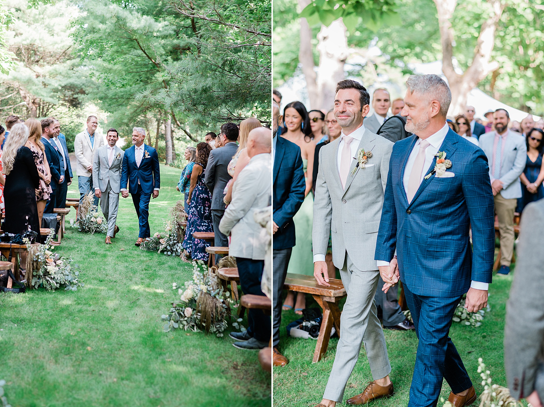 grooms walk down the aisle
