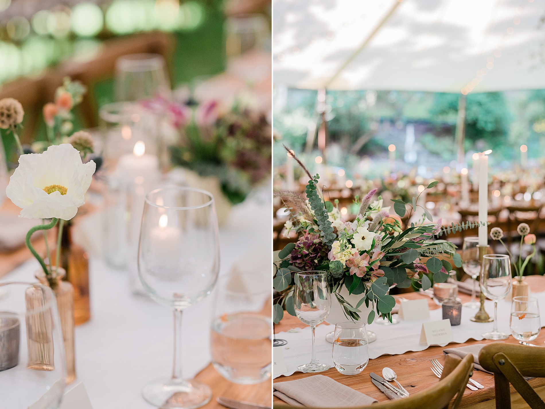 Hudson Valley Wedding reception details at Private Estate