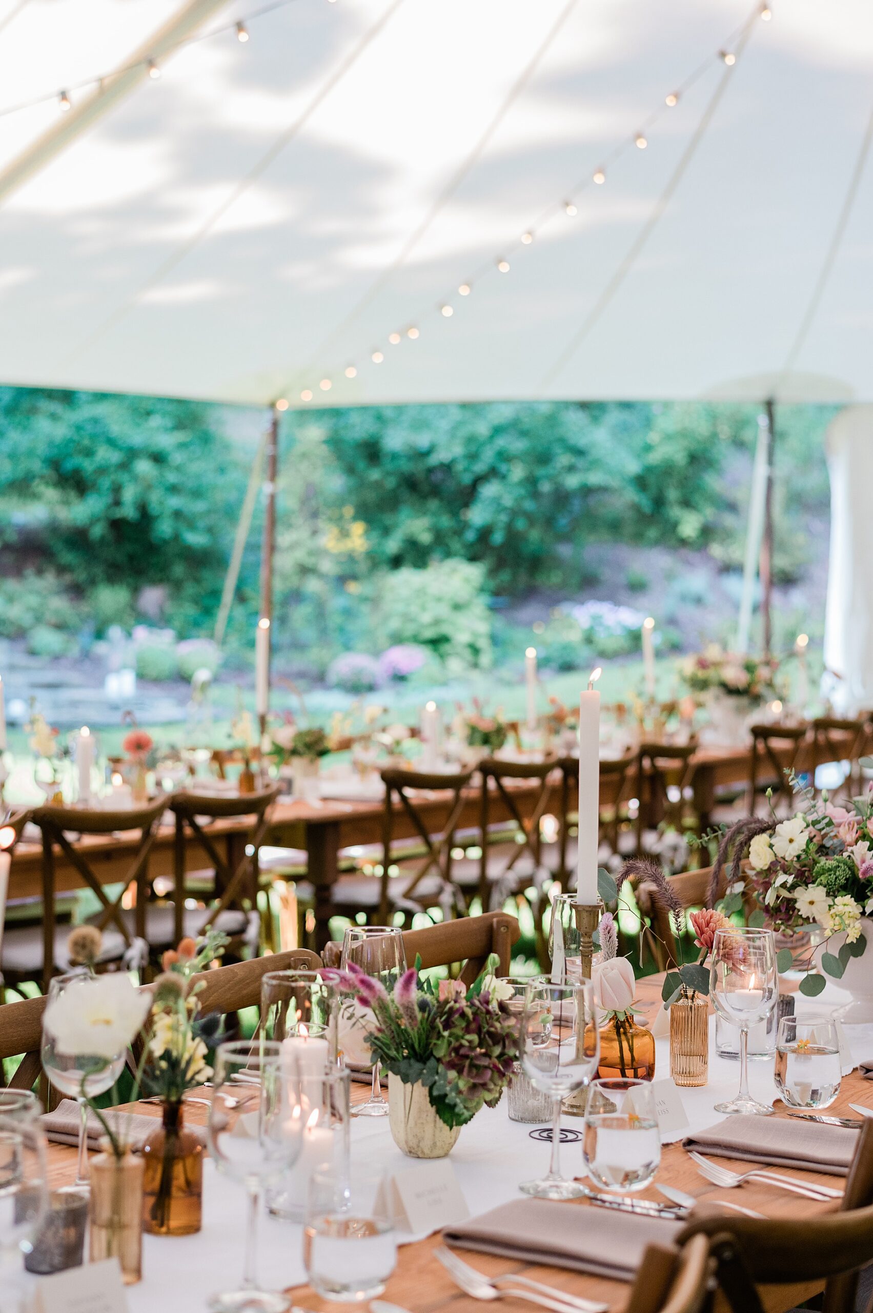 tented wedding reception in Hudson Valley at Private Estate