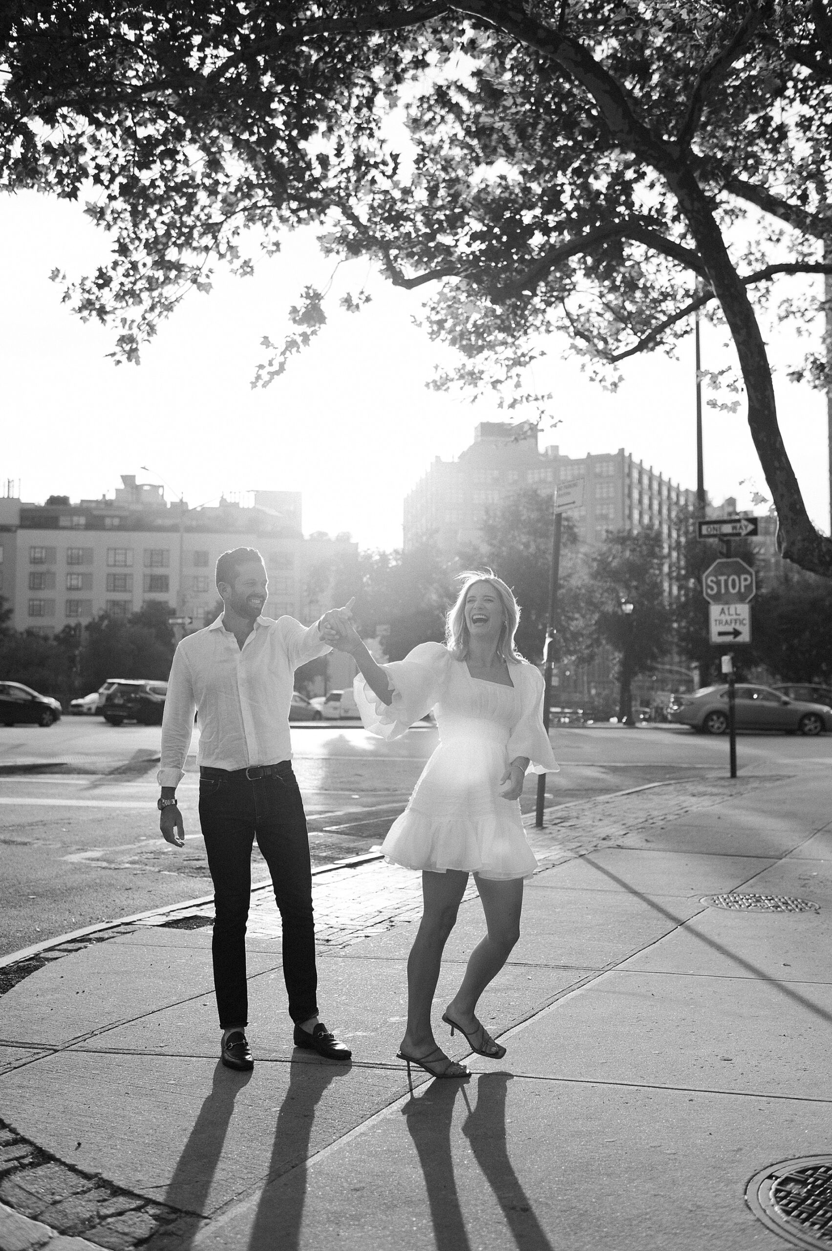 candid couple photos from SoHo engagement