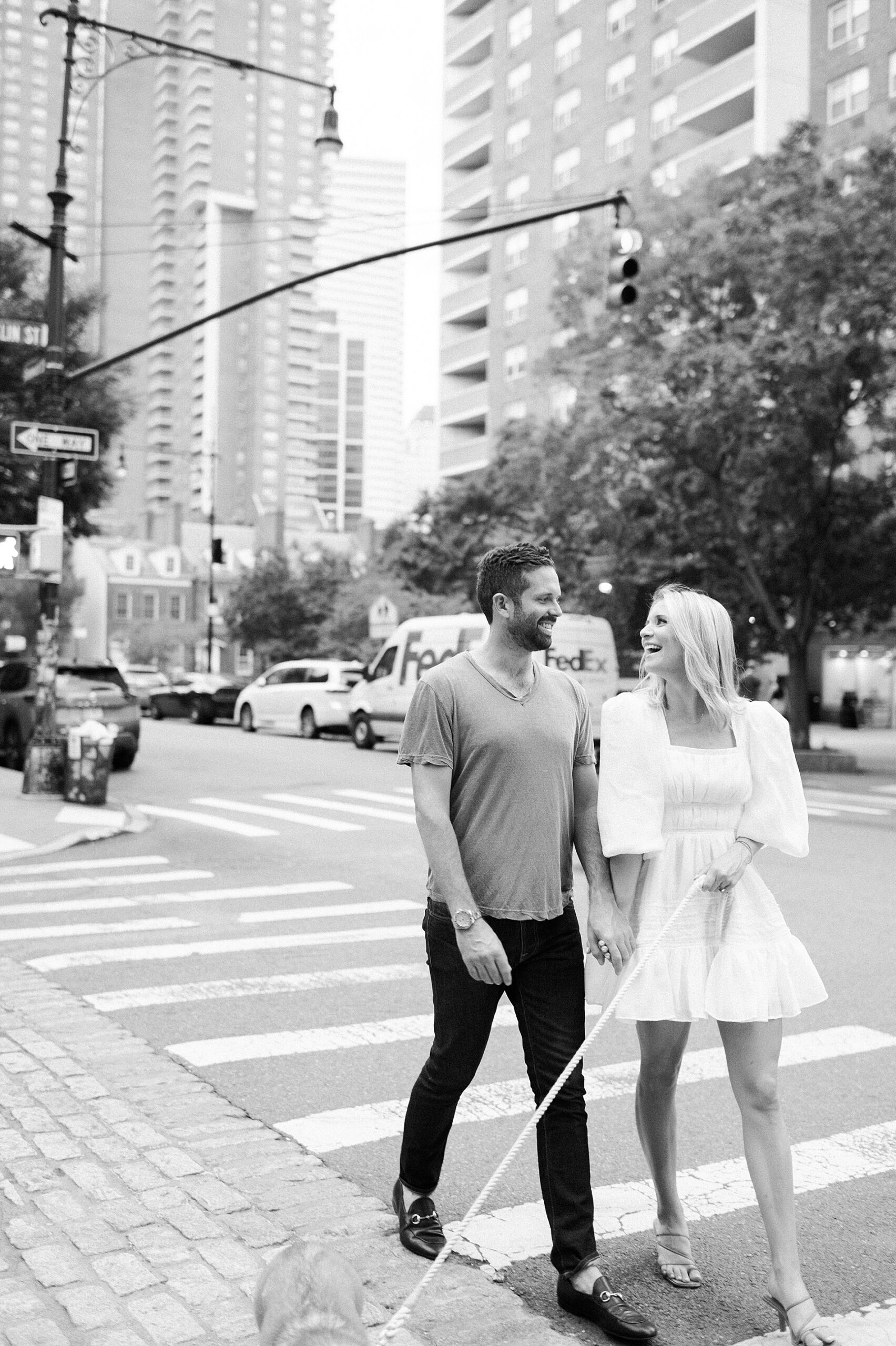 timeless engagement photos in Tribeca neighborhood