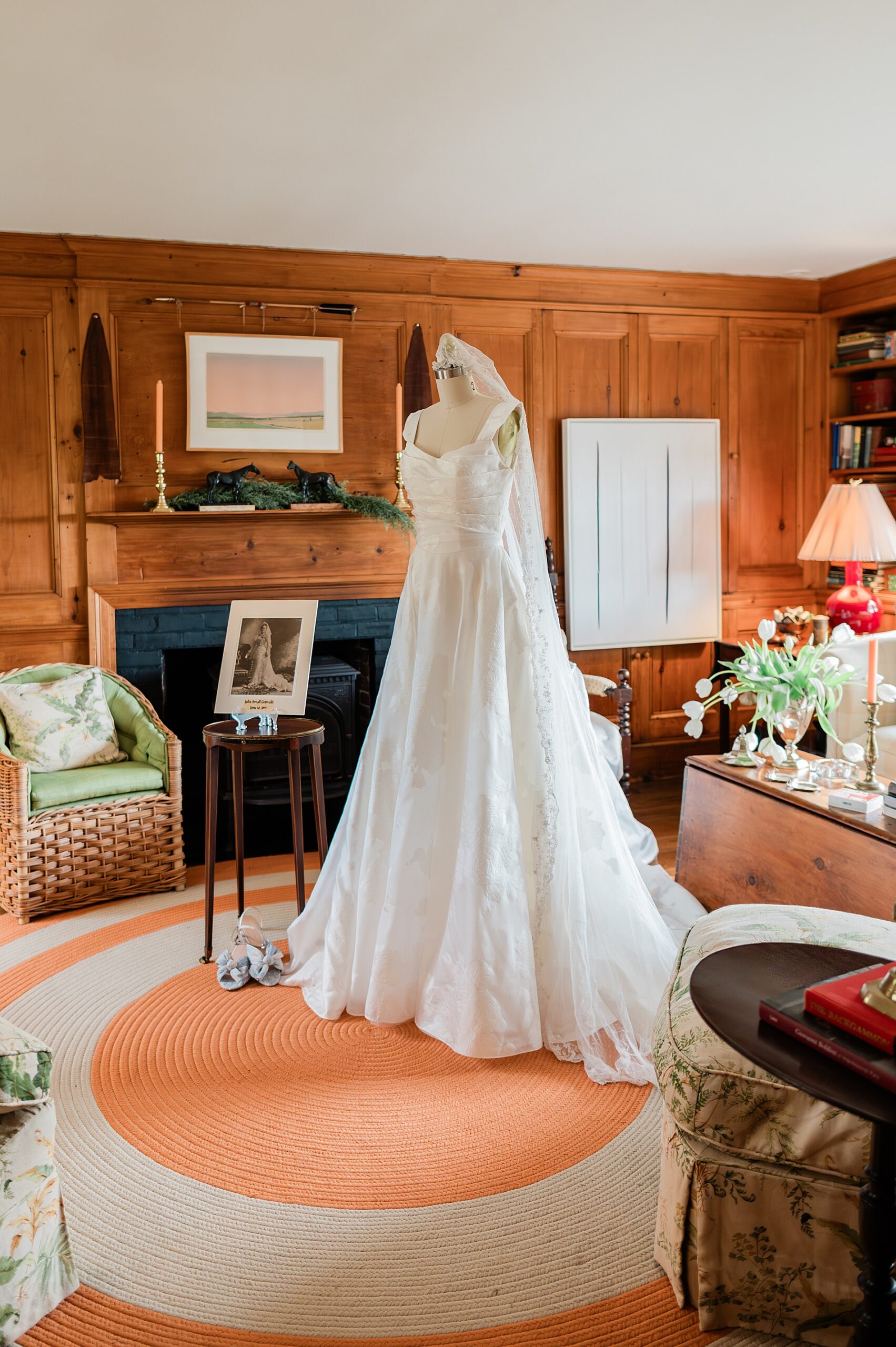 wedding dress on display