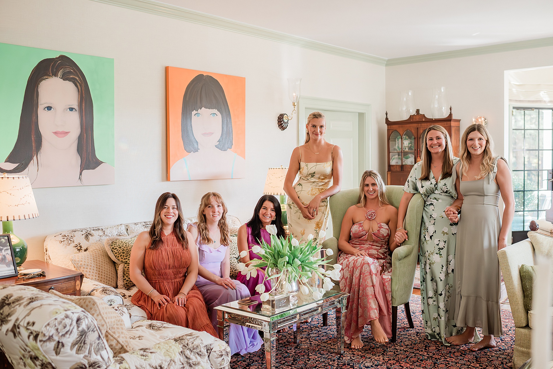 bride with bridesmaids