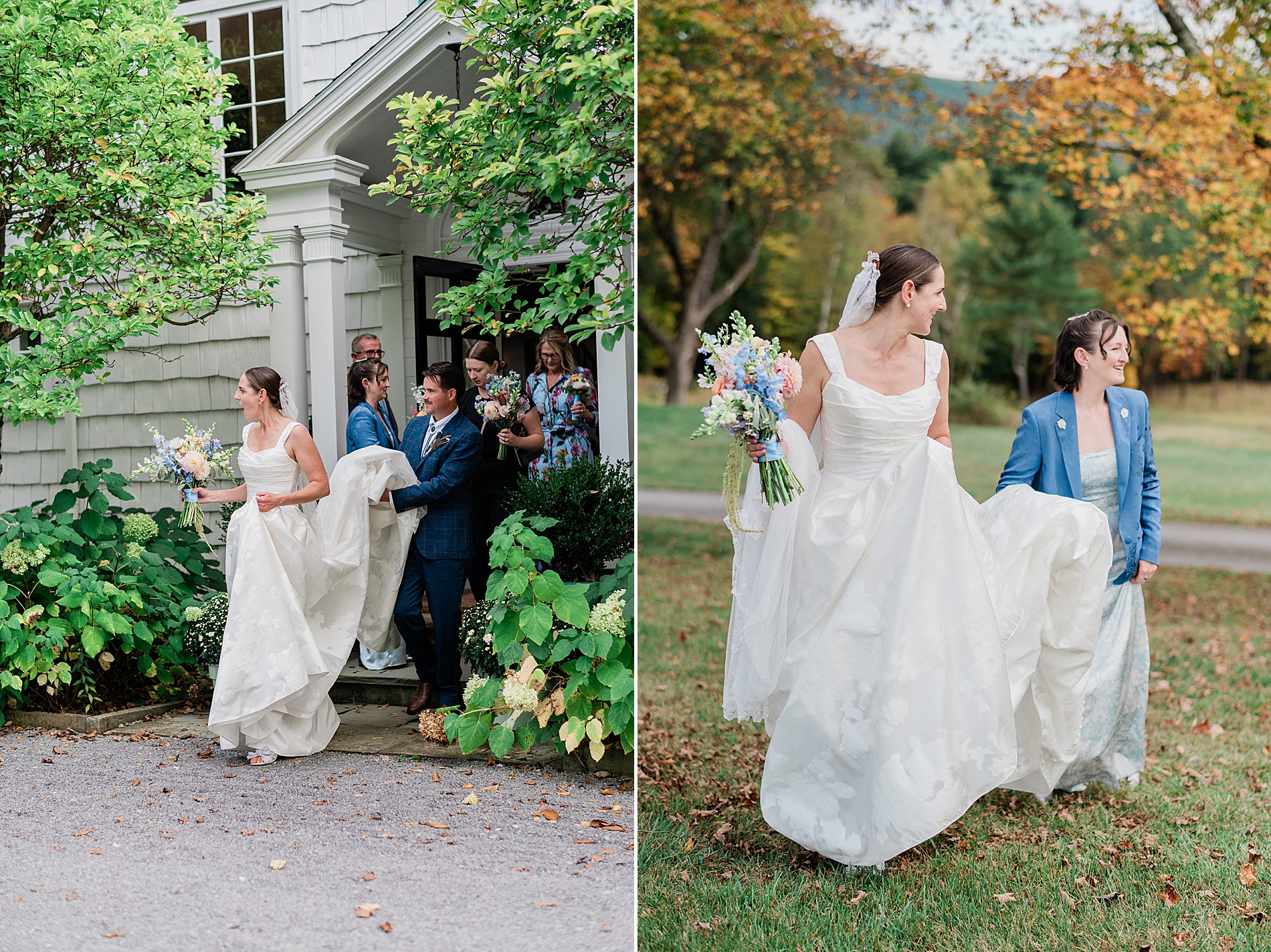 bride walking towards wedding ceremony