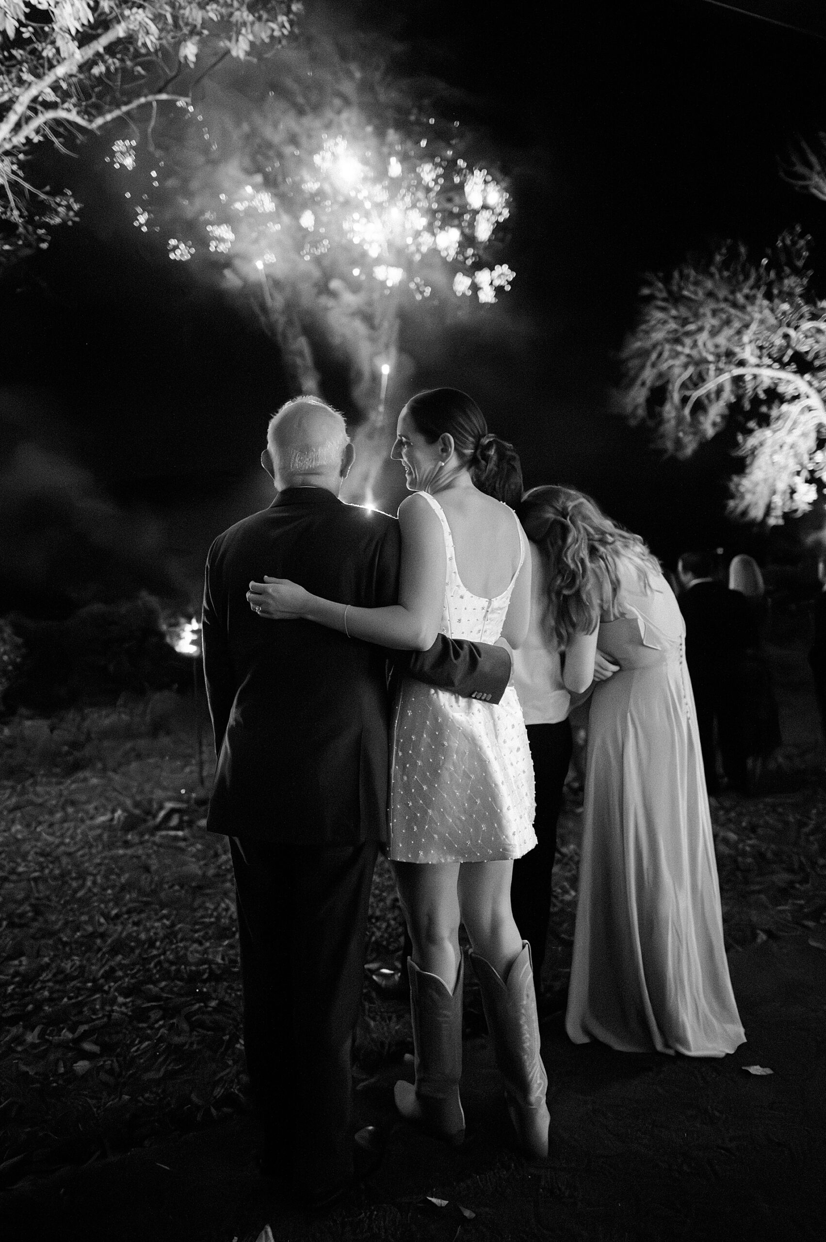 bride watches fireworks