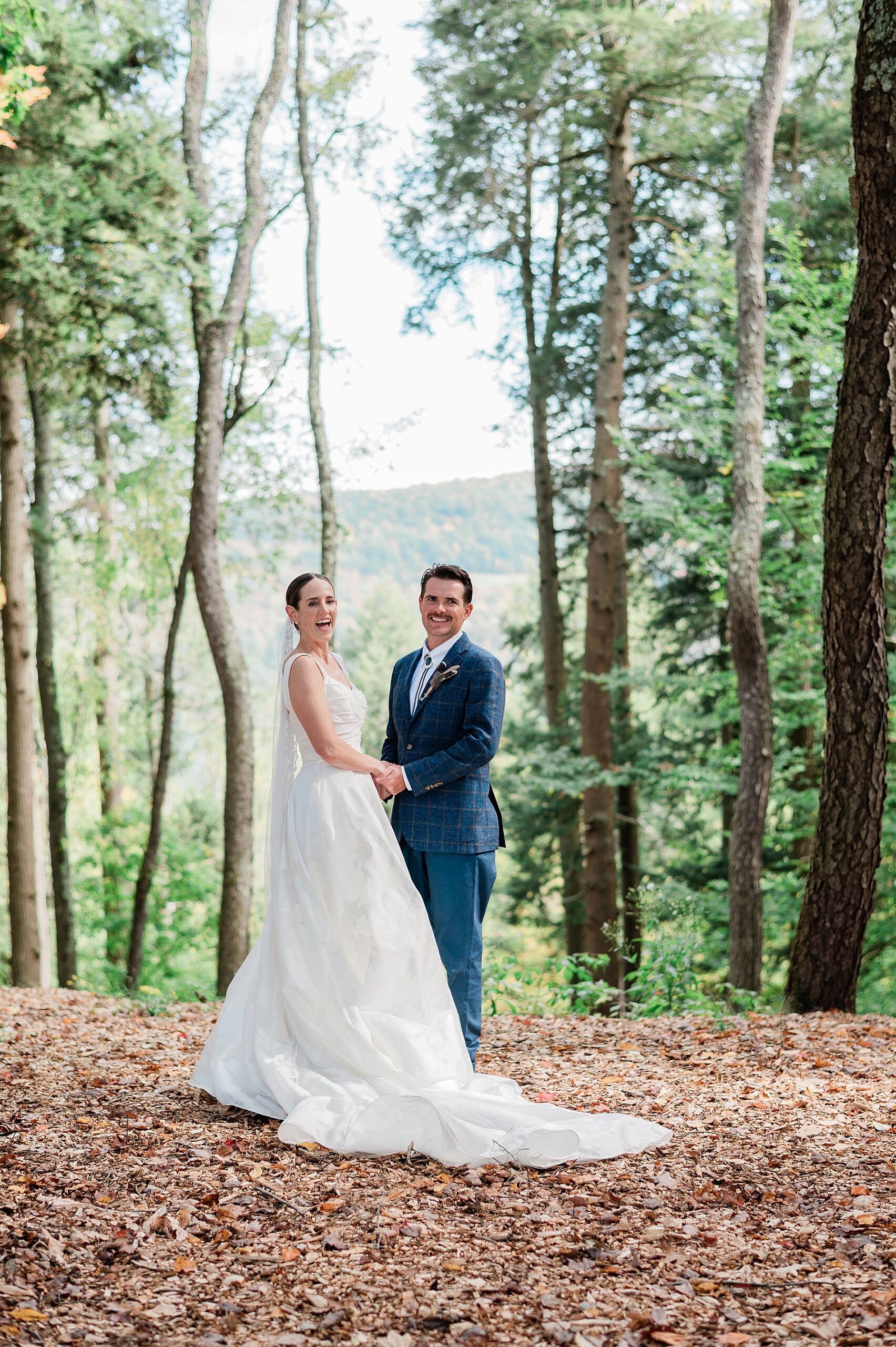 joyful first look from Private Estate Wedding in New York Filled with Family Heirlooms and Meaningful Details