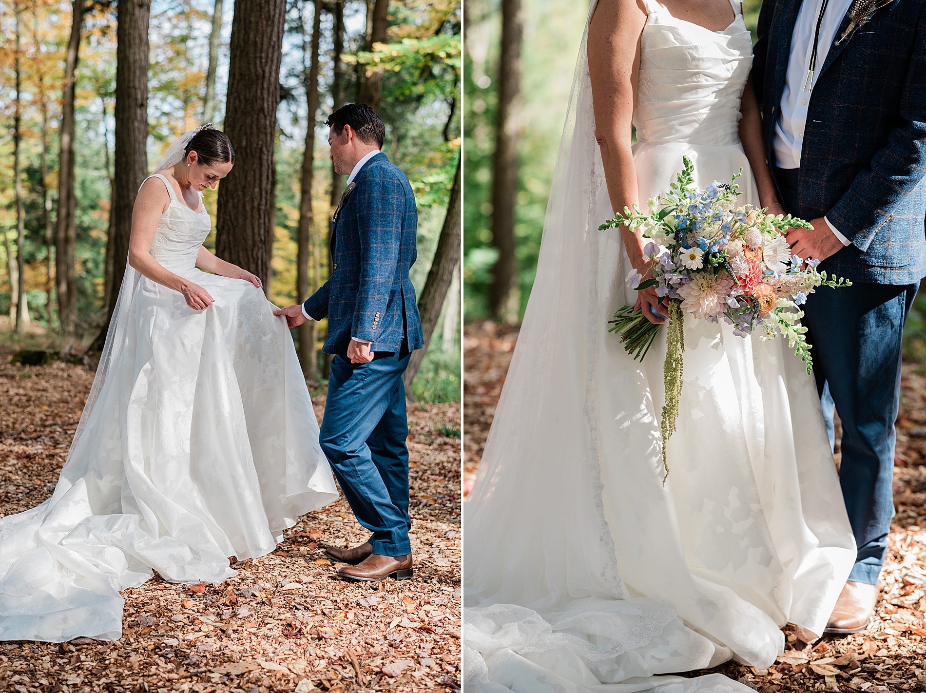bride and groom share private moments before their wedding ceremony