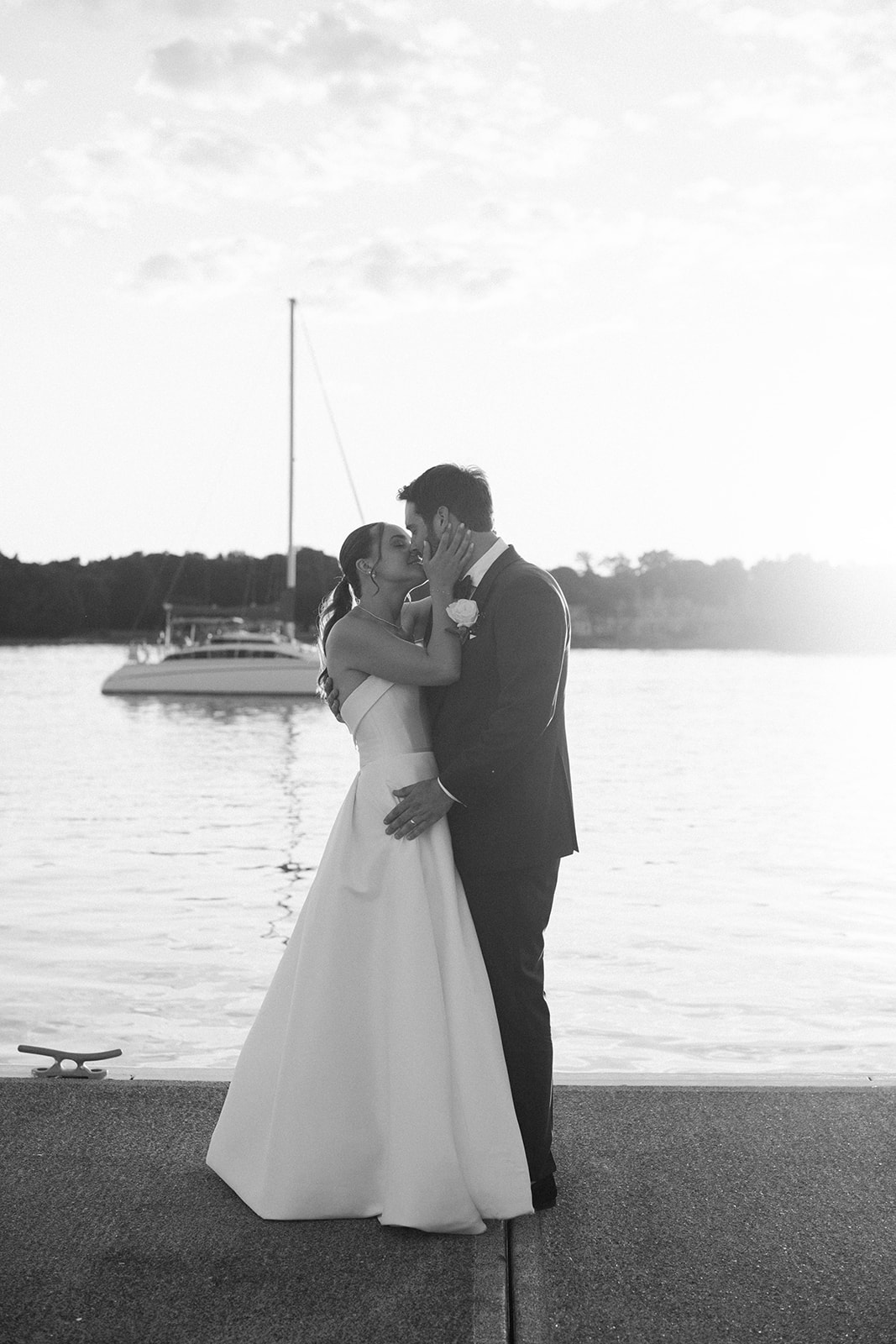 romantic wedding portraits by the water at Riverside Yacht Club  
