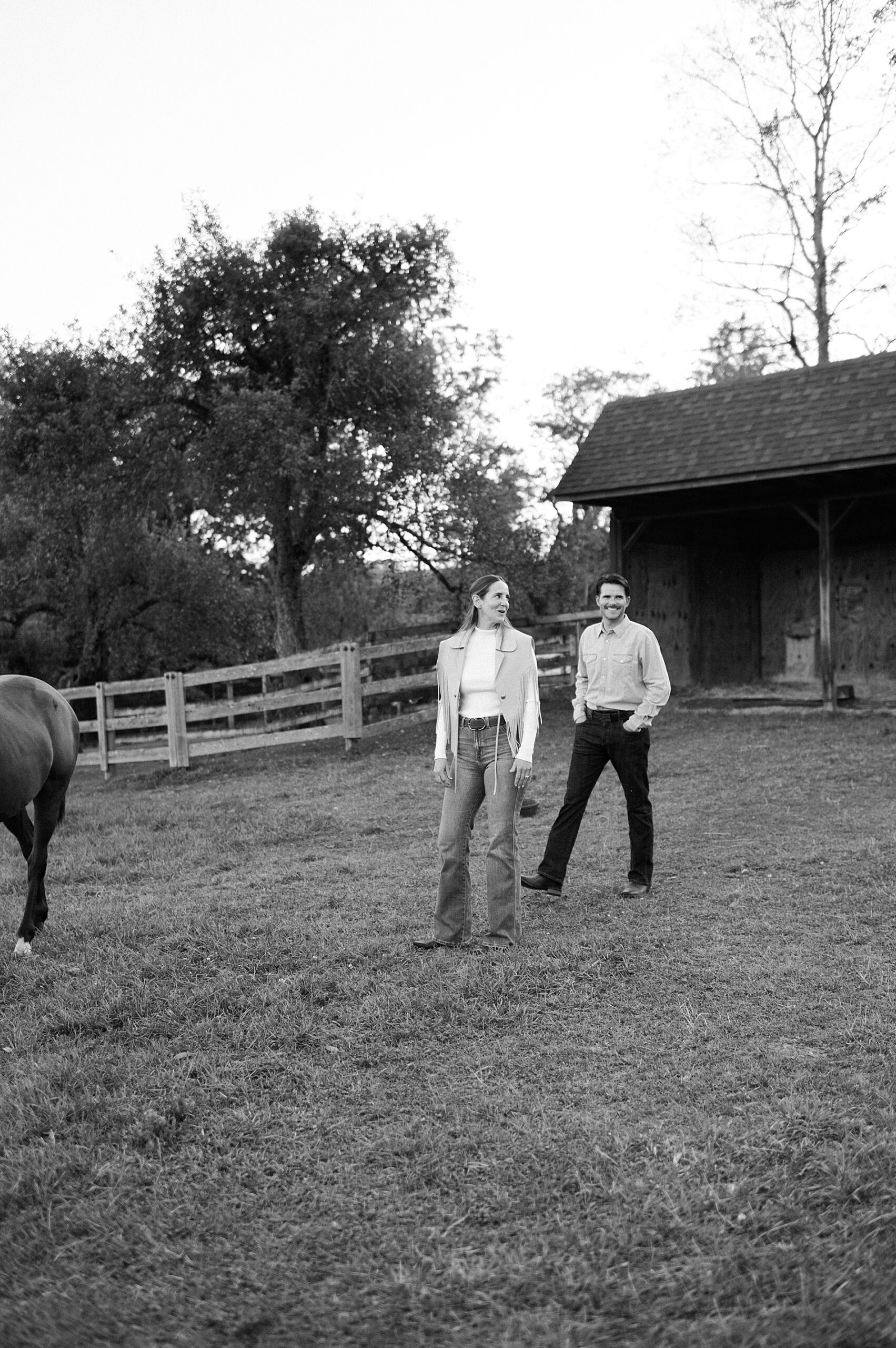 black and white couple portraits before wedding welcome party 