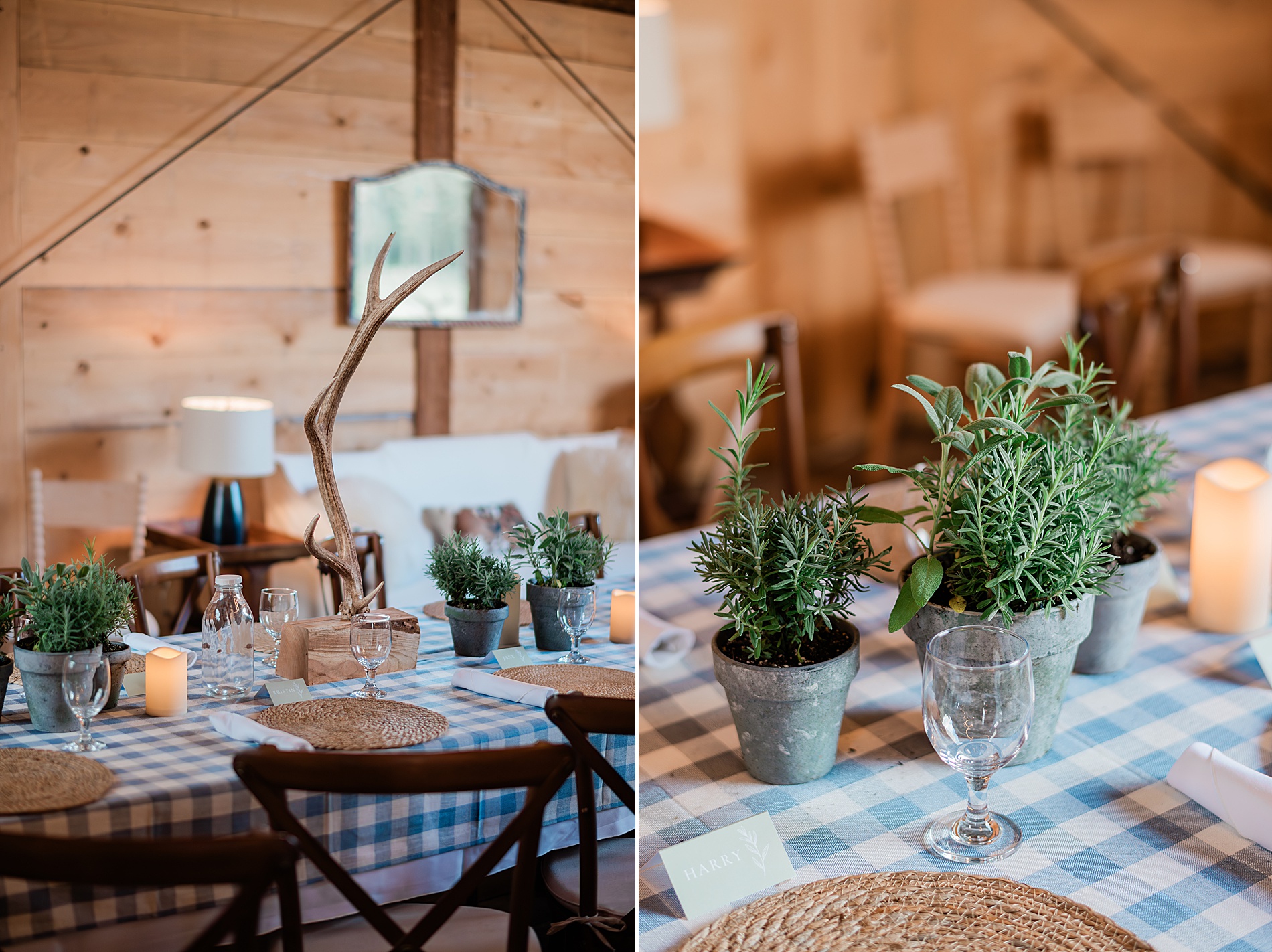 wedding welcome party details with a nod to couple's home in Montana 