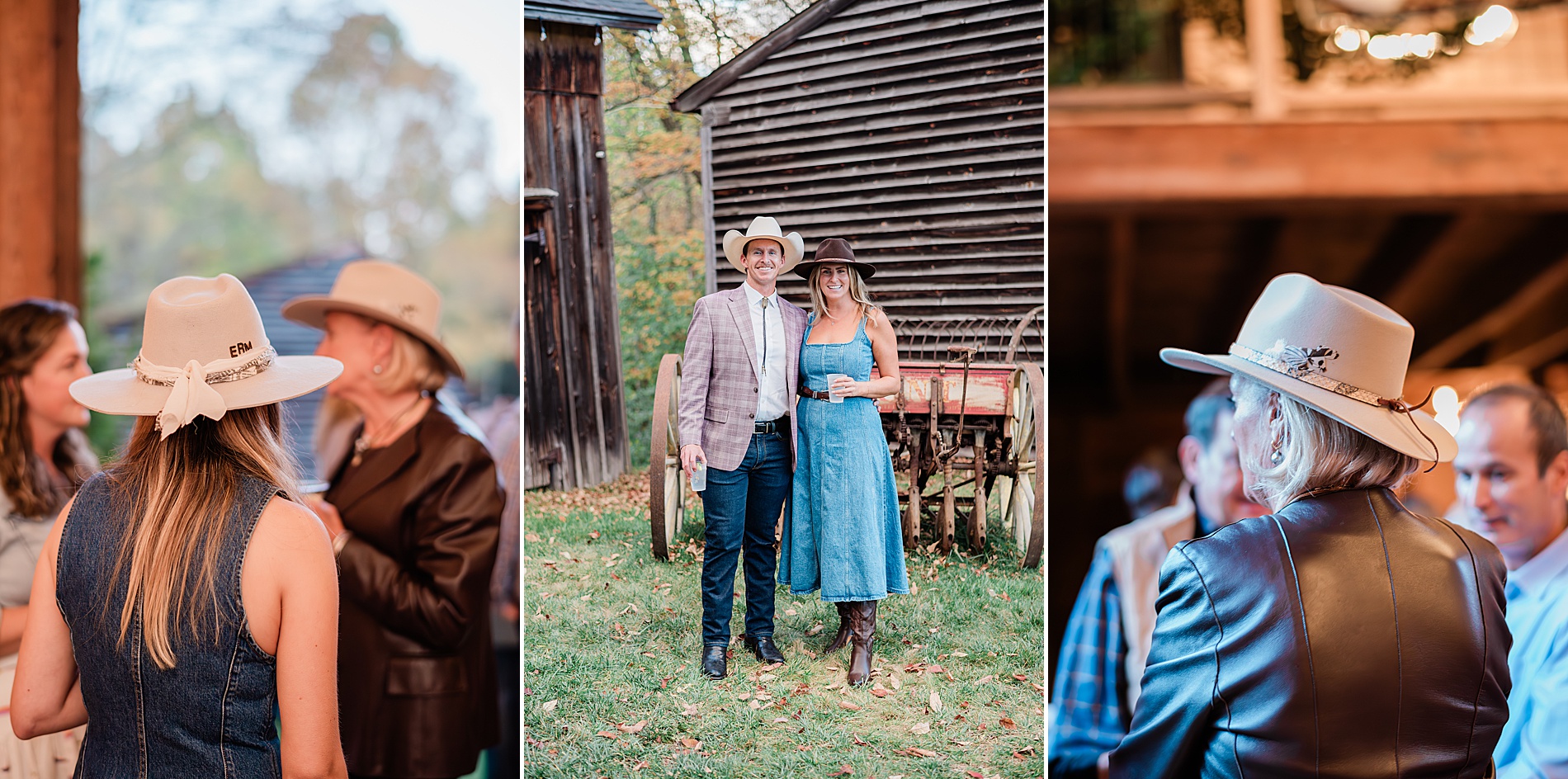 wedding welcome party guests in cowboy hats 