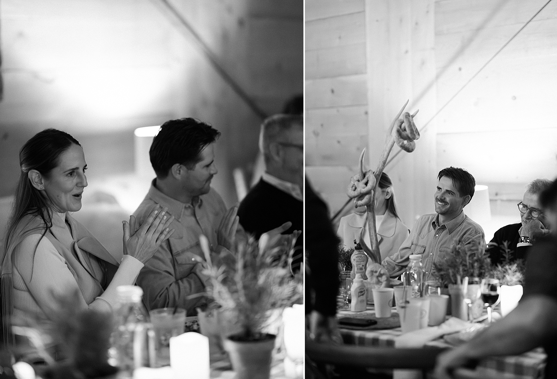 guests at welcome party dinner the night before wedding in Cooperstown 