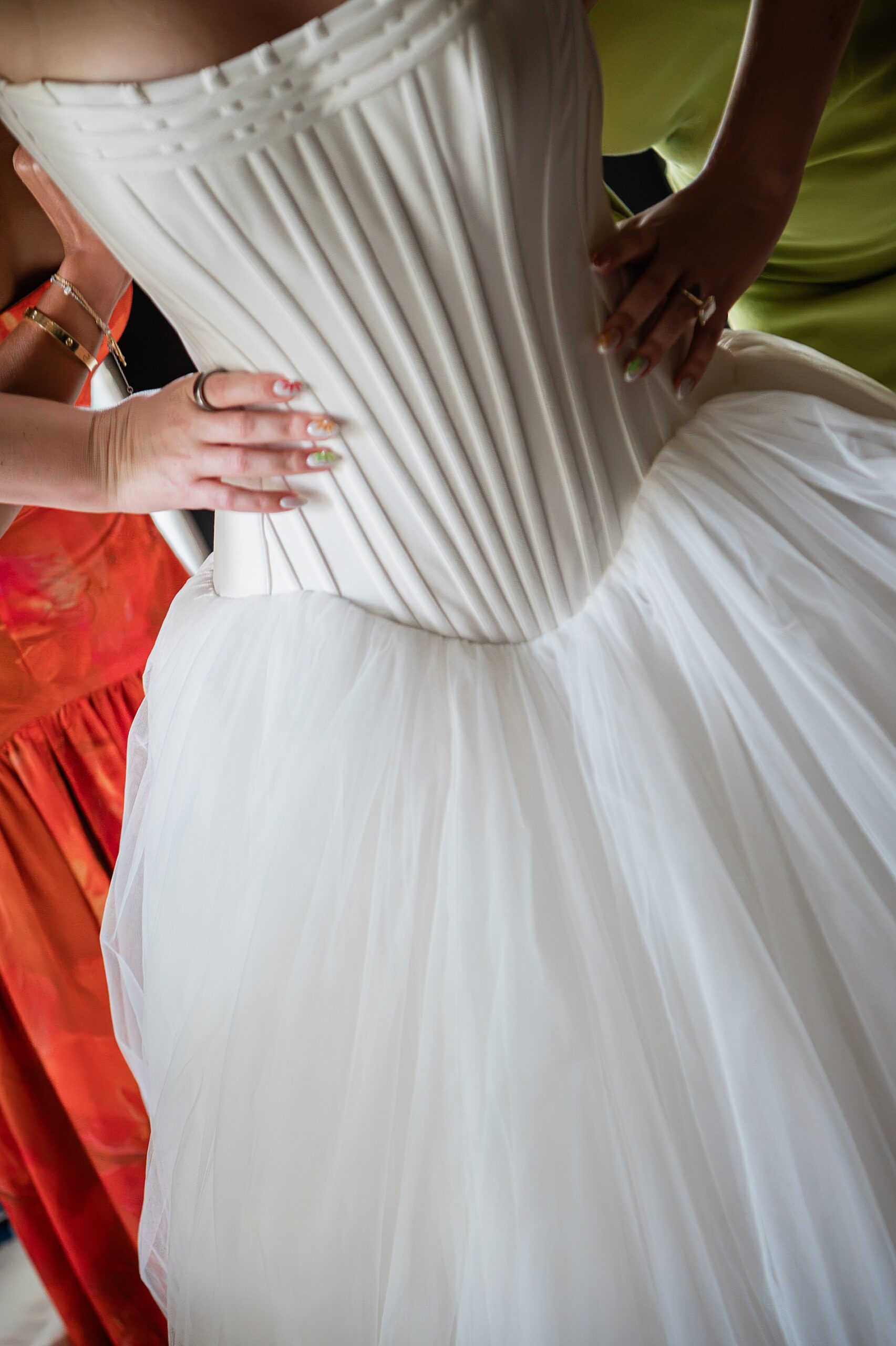 pleated corset of wedding dress