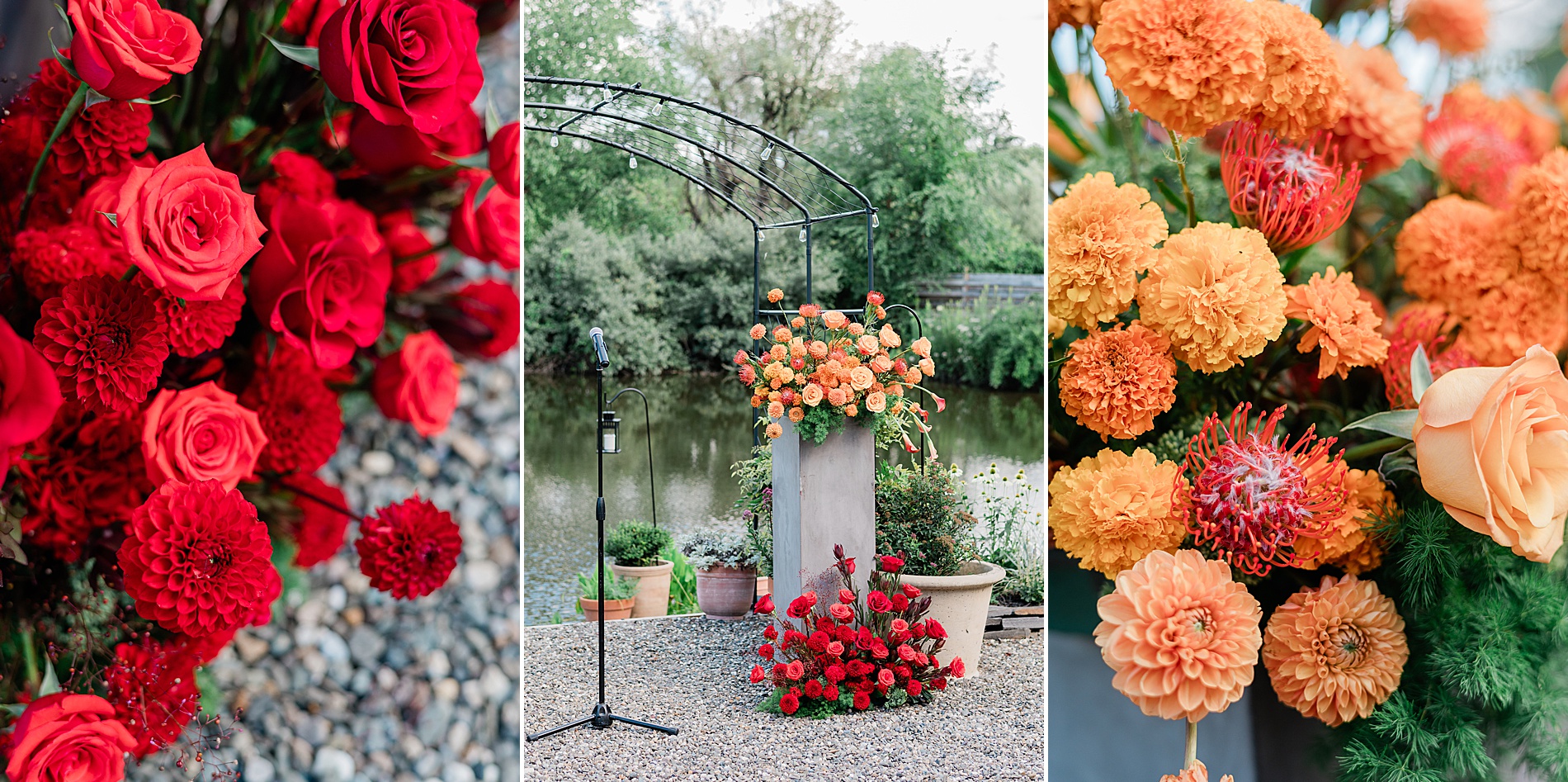 orange and red wedding flowers