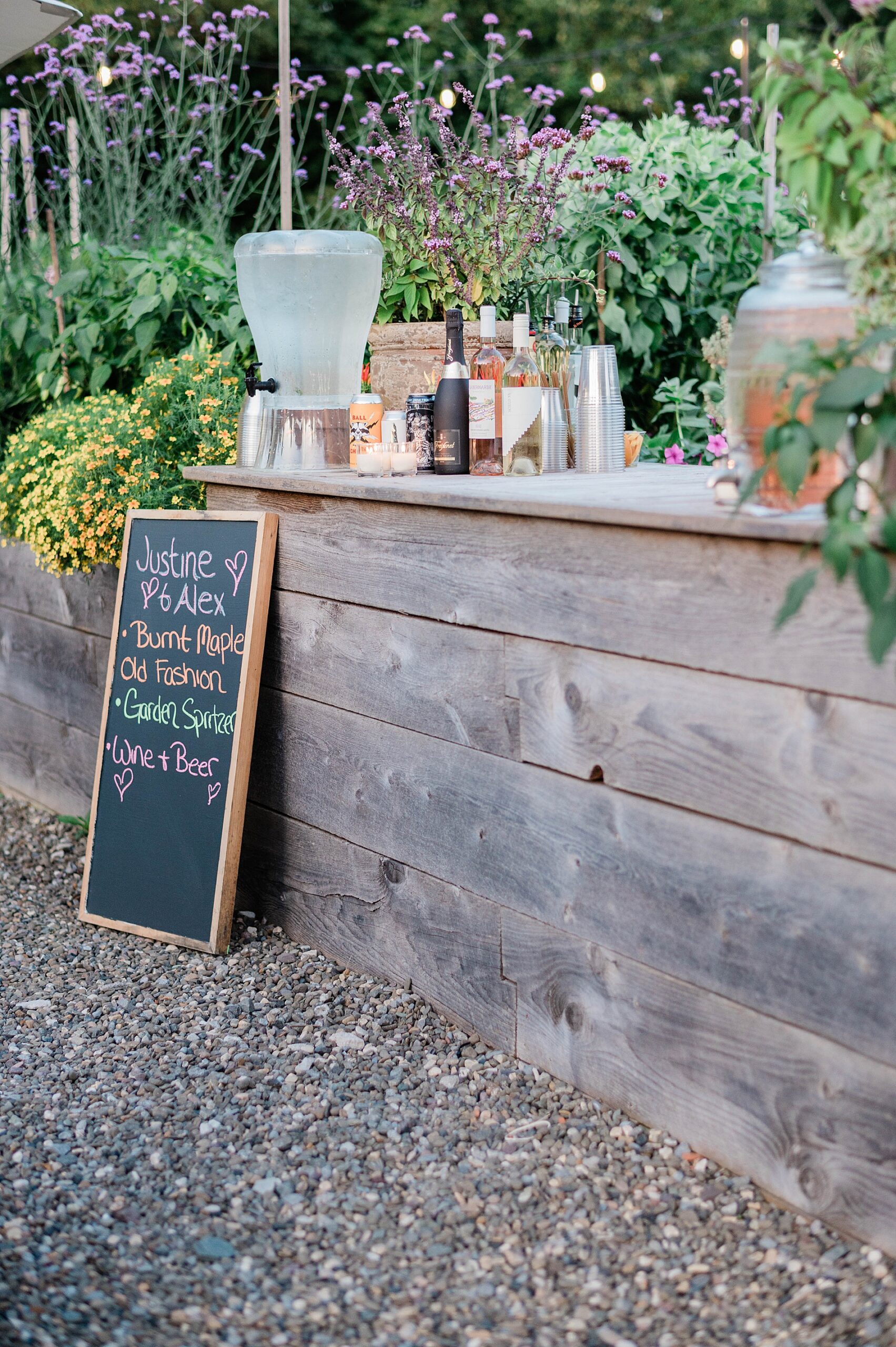 outdoor bar area for wedding welcome party