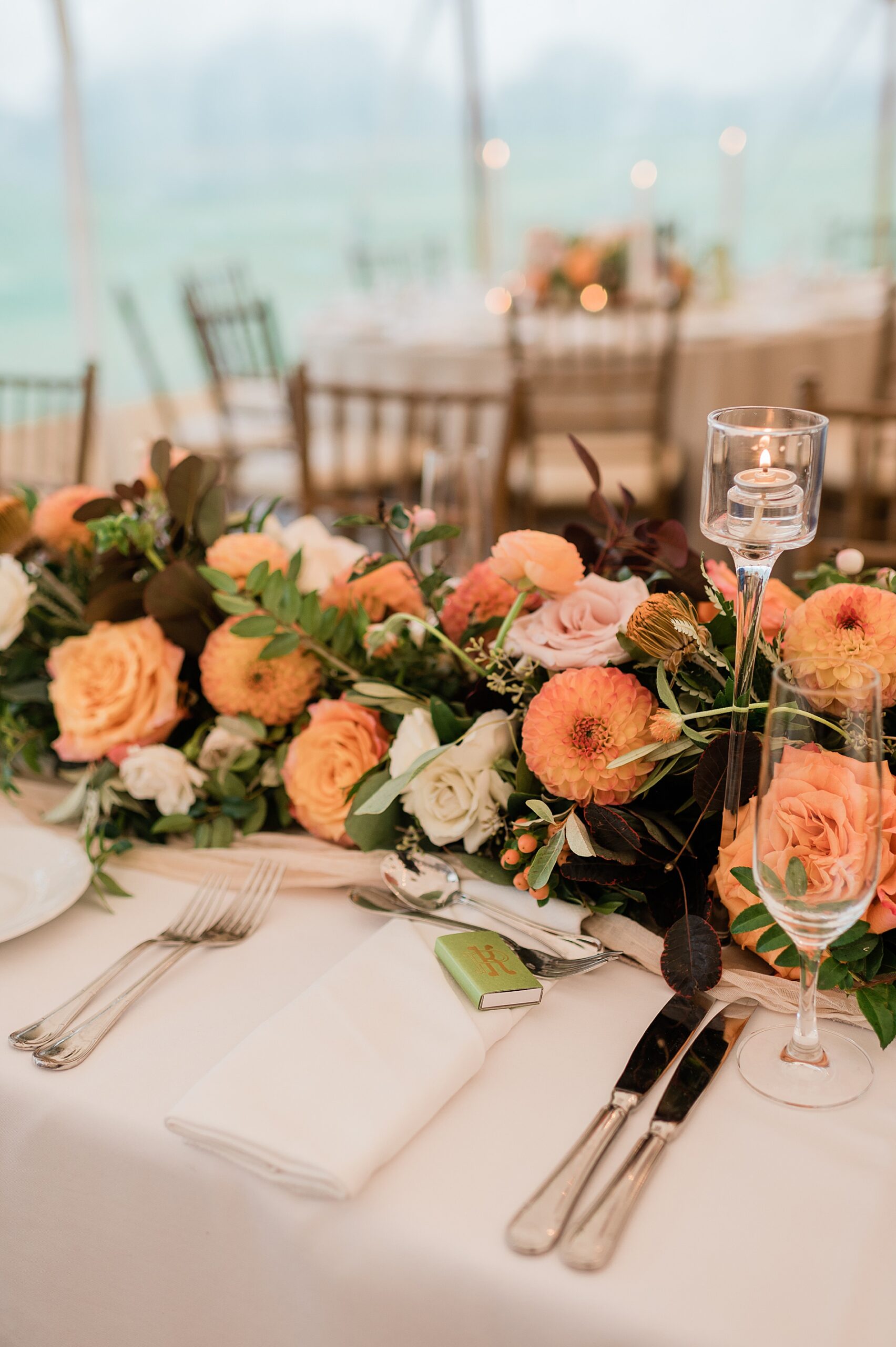 orange and pink flower centerpieces 