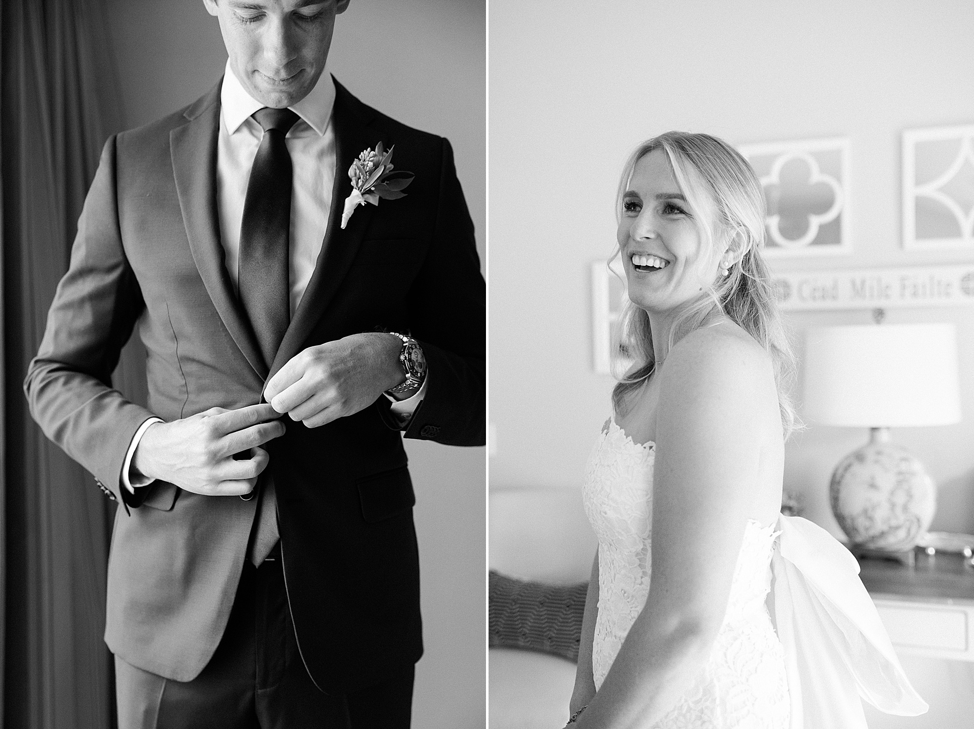 bride and groom getting ready portraits 