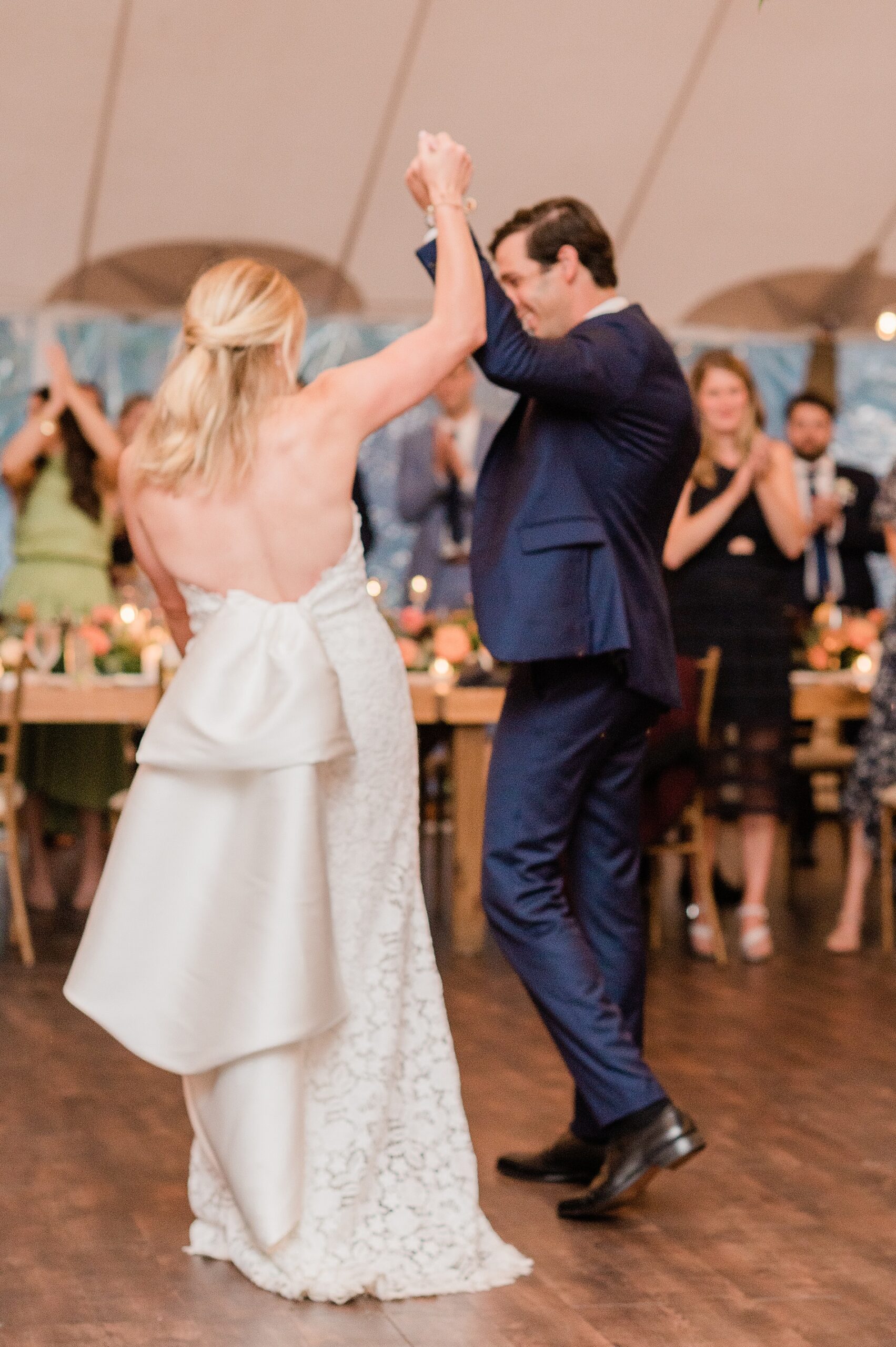 newlyweds on dance floor 