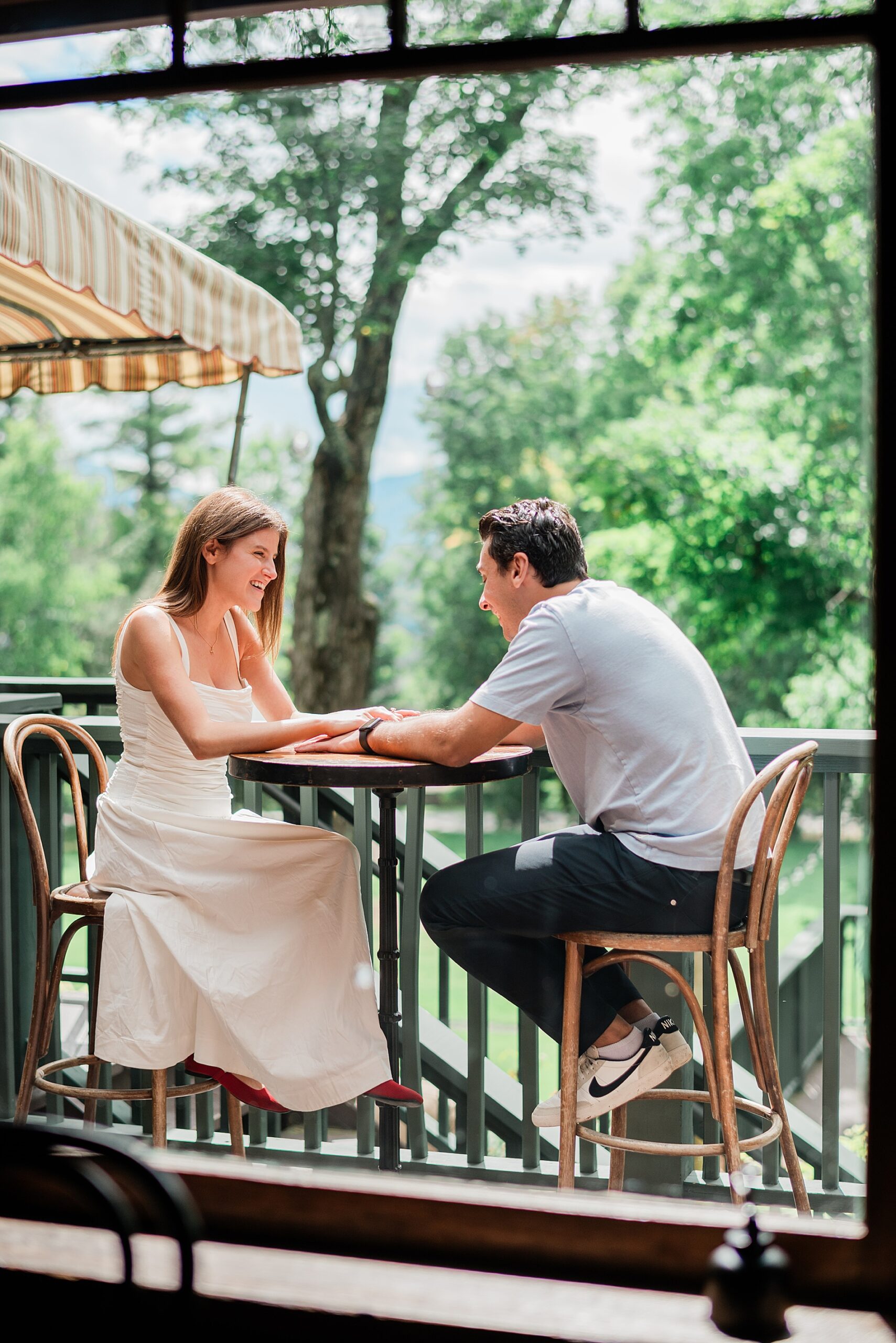 romantic couple portraits on porch 